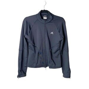 Adidas Womens Track Jacket Size M Gray 3 Stripes Climate Moro Running